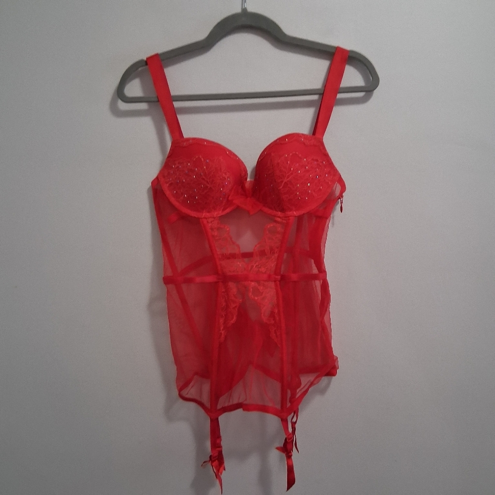 Victoria's Secret sexy red corset with thigh high straps